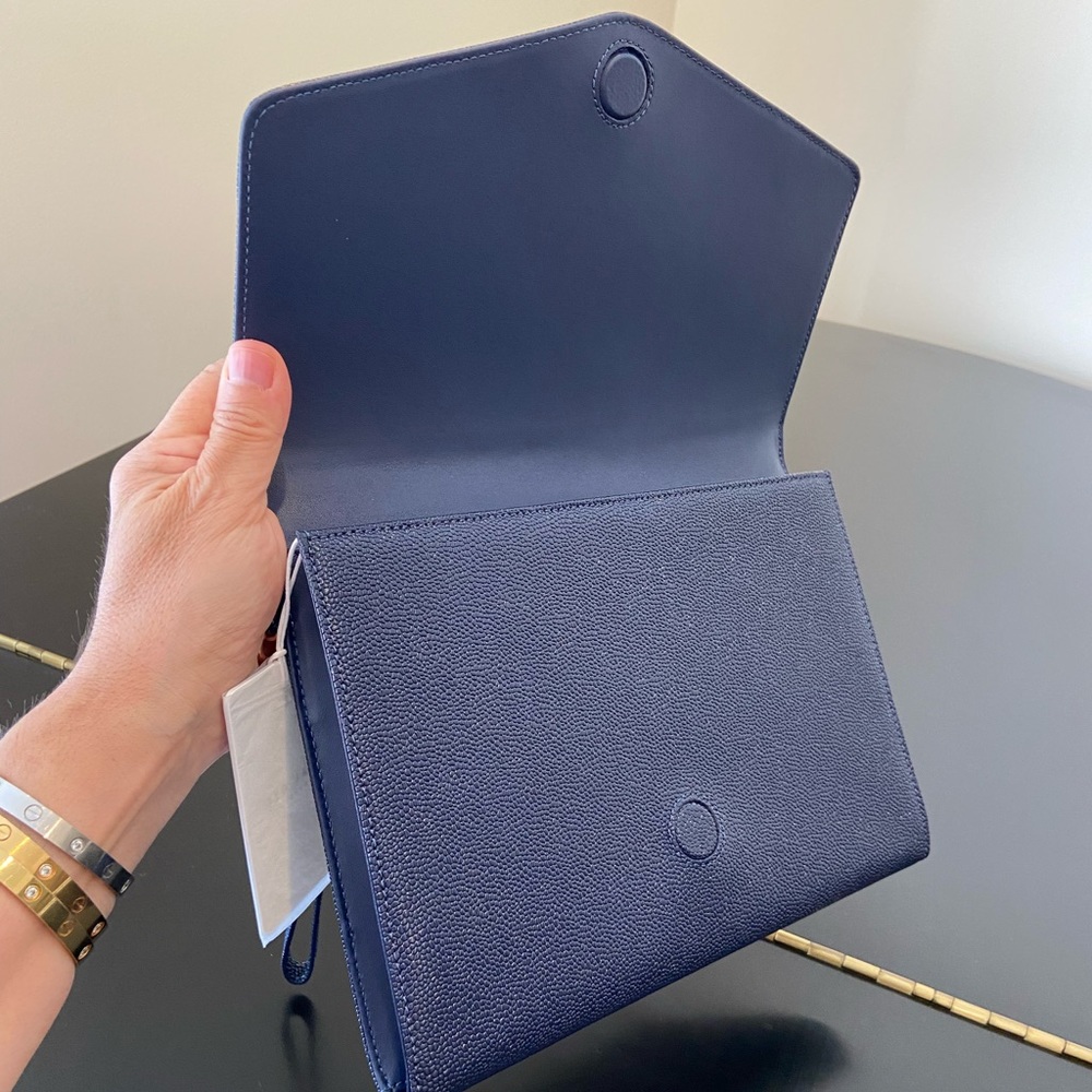NWT Authentic Navy Ted Baker Krystan Bow Leather Envelope Pouch/bag - Picture 13 of 17